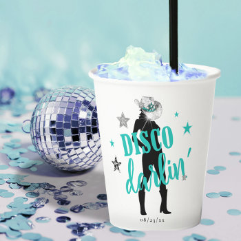 Boots 'n Bling Disco Darlin' Teal Id925  Paper Cups by arrayforhome at Zazzle
