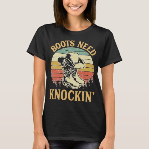 Boots Need Knockin Knocking Country Music Long T_Shirt