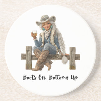 Boots On Bottoms Up Cowgirl Coaster