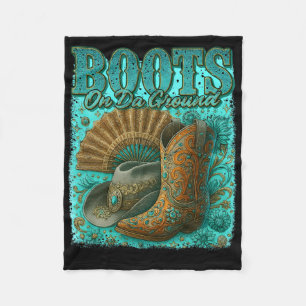Boots On Da Ground Western Cowboy Boots Dancing Qu Fleece Blanket