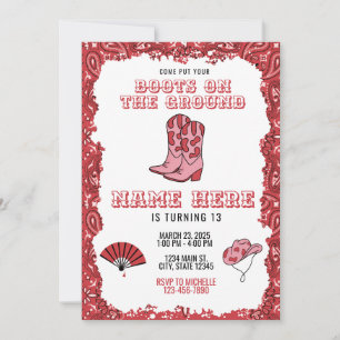 Boots on the Ground Birthday Invitation Rodeo