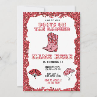 Boots on the Ground Birthday Invitation | Rodeo