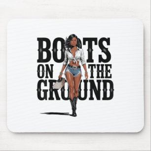 Boots On The Ground Black Cowgirl Melanin Women  Mouse Pad