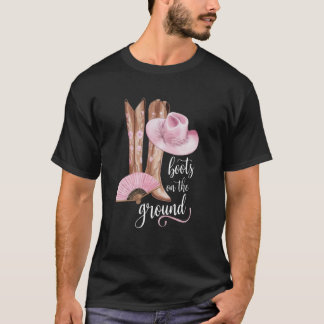Boots On The Ground Country Boot Pink Music Wester T-Shirt
