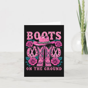 Boots On The Ground Pink Western Cowgirl Breast Ca Card