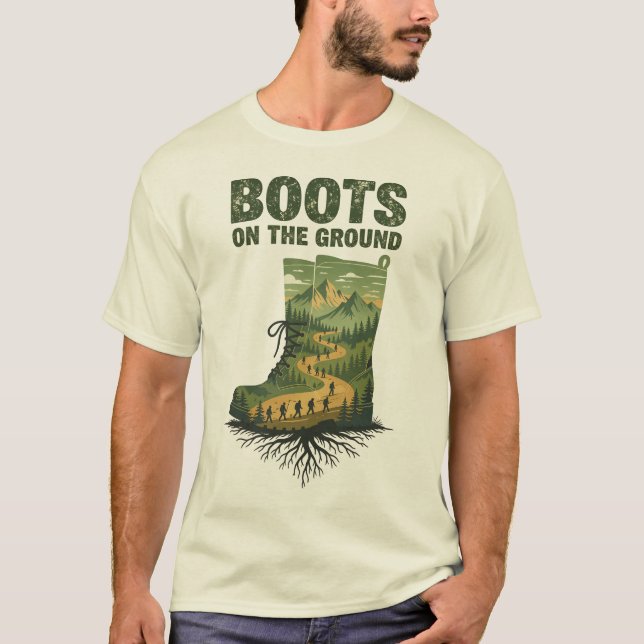 Boots on the Ground T Shirt - Double Exposure Art (Front)