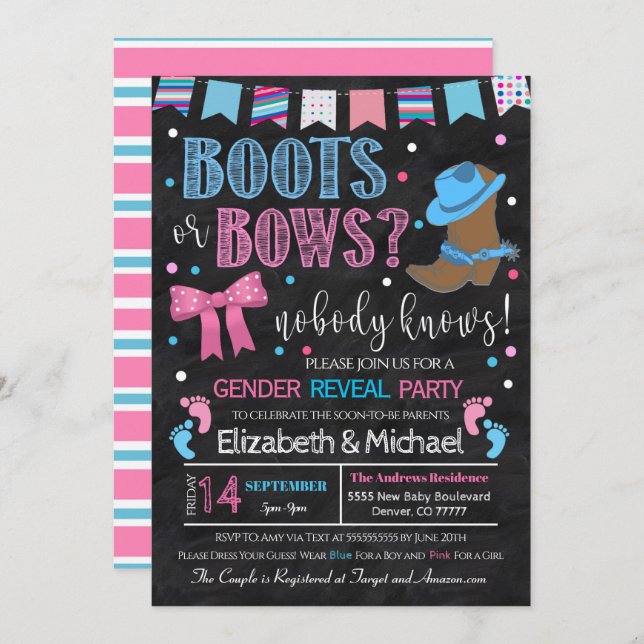 Boots or Arrows Gender Reveal Invitation (Front/Back)