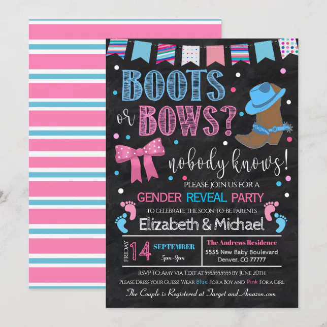 Boots or Arrows Gender Reveal Invitation | Zazzle