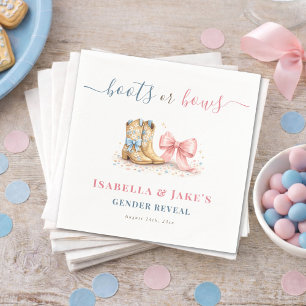 Boots or Bow Western Theme Gender Reveal Party Napkins