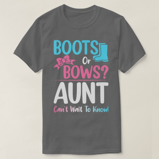 Boots or Bows Aunt Gender Reveal Pregnancy Announc T-Shirt (Design Front)