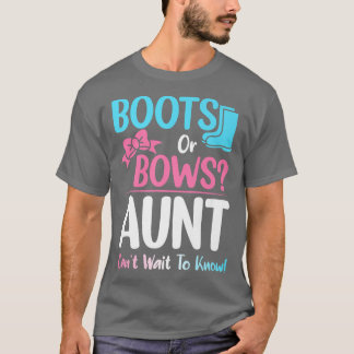 Boots or Bows Aunt Gender Reveal Pregnancy Announc T-Shirt