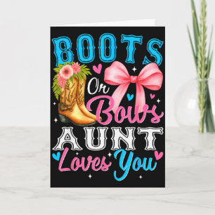 Boots Or Bows Aunt Loves You Gender Reveal Family Card