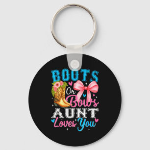 Boots Or Bows Aunt Loves You Gender Reveal Family Keychain