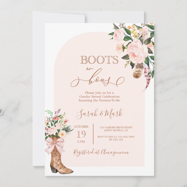 Boots or Bows Baby Shower Girl Invitation (Front)