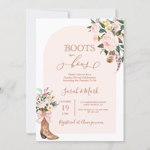 Boots or Bows Baby Shower Girl Invitation