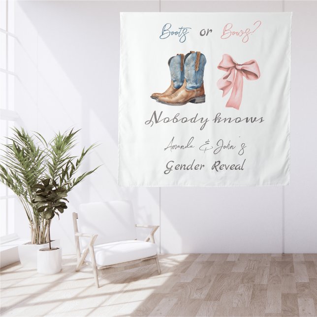 Boots or Bows Blue and Pink Gender Reveal Backdrop (Creator Uploaded)