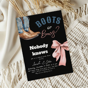 Boots or Bows Blue or Pink He or She Gender Reveal Invitation