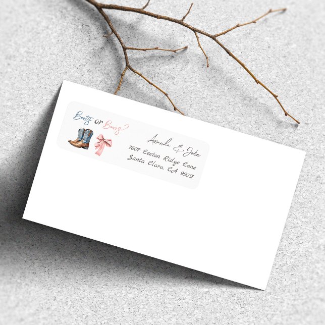 Boots or Bows Blue Pink Gender Reveal Address Label (Creator Uploaded)
