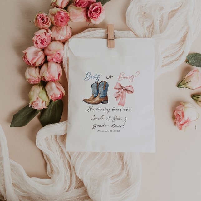 Boots or Bows Blue Pink Gender Reveal Party Favor Bag (Creator Uploaded)