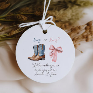 Boots or Bows Blue Pink Gender Reveal Party Favor Tags