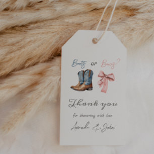 Boots or Bows Blue Pink Gender Reveal Party Gift Tags