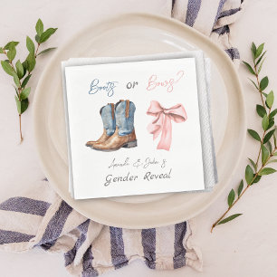 Boots or Bows Blue Pink Gender Reveal Party Napkins