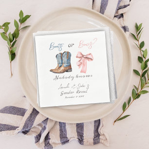 Boots or Bows Blue Pink Gender Reveal Party Napkins