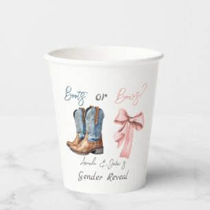 Boots or Bows Blue Pink Gender Reveal Party Paper Cups