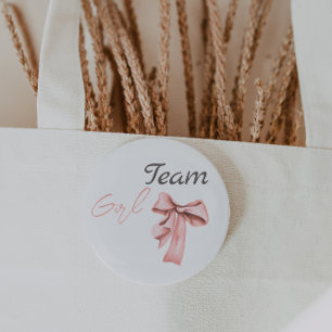 Boots or Bows Blue Pink Gender Reveal Team Girl Button