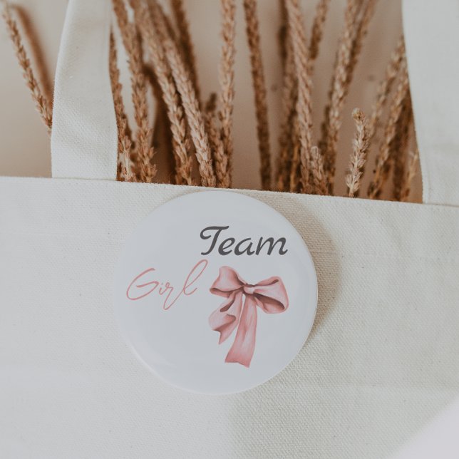Boots or Bows Blue Pink Gender Reveal Team Girl Button (Creator Uploaded)