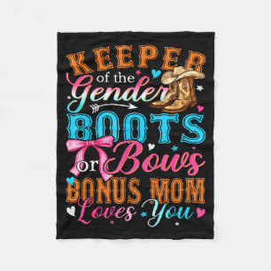 Boots Or Bows Bonus Mom Loves You Gender Reveal Fa Fleece Blanket
