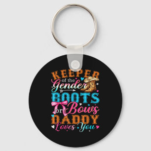 Boots Or Bows Daddy Loves You Gender Reveal Family Keychain