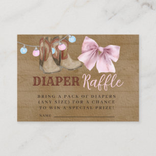 Boots or bows diaper raffle Enclosure Card.