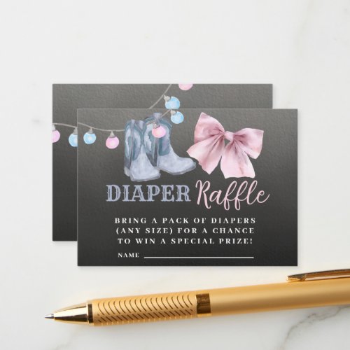 Boots or bows diaper raffle Enclosure Card