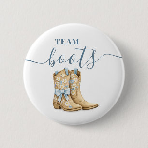 Boots or Bows Gender Reveal Blue Team Boy Button