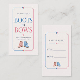 Boots or Bows Gender Reveal Diaper Raffle Enclosur Enclosure Card