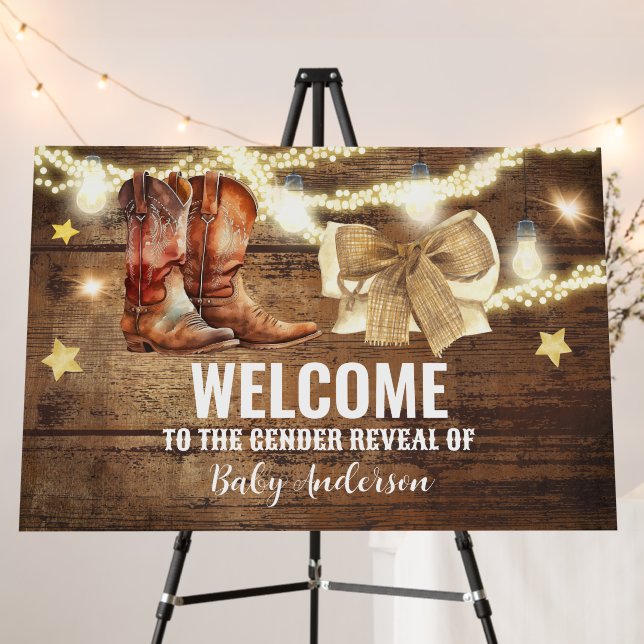 Boots or Bows Gender Reveal Foam Board (In Situ (Stand))