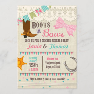 Boots or Bows gender reveal Invitation