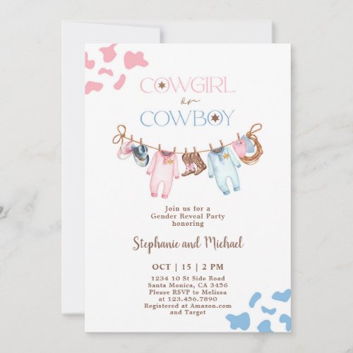 Boots or Bows Gender Reveal Invitation