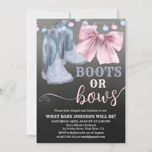 Boots or bows gender reveal invitation invitation