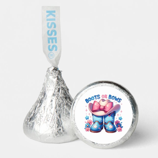 Boots or Bows Gender Reveal Kiss Stickers Hershey®'s Kisses® (Front)