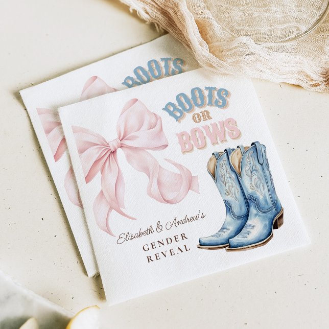 Boots or Bows Gender Reveal Napkins (Creator Uploaded)
