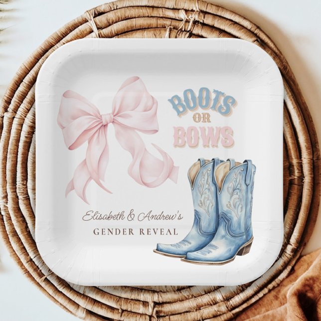 Boots or Bows Gender Reveal Paper Plates (Creator Uploaded)