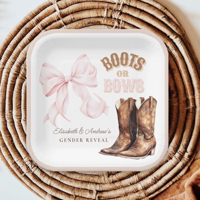 Boots or Bows Gender Reveal Paper Plates (Creator Uploaded)