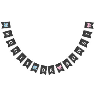 Boots or Bows Gender Reveal Party Baby Shower Bunting Flags