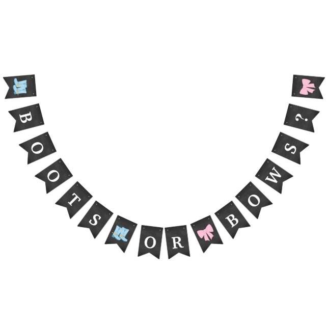 Boots or Bows Gender Reveal Party Baby Shower Bunting Flags (All)