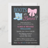 Boots or Bows Gender Reveal Party Baby Shower Invitation