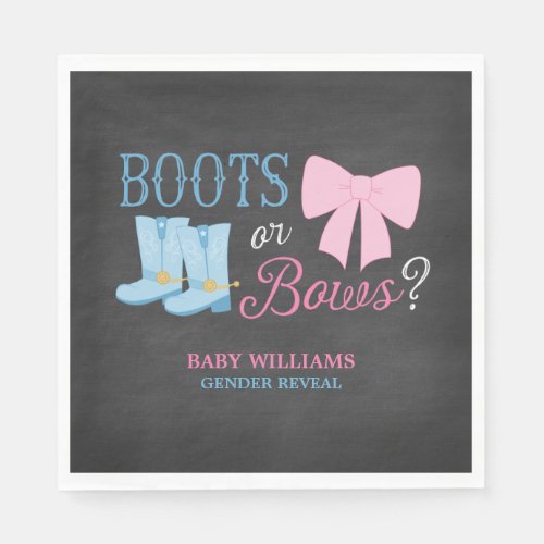 Boots or Bows Gender Reveal Party Baby Shower Paper Napkins