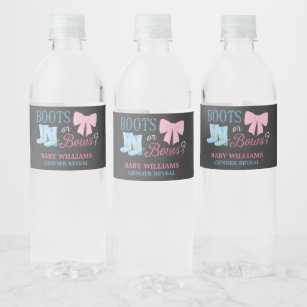 Cute Pink baby Girl Footprints Baby Shower Water Bottle Label, Zazzle