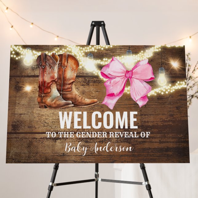 Boots or Bows Gender Reveal Party Foam Board (In Situ (Stand))